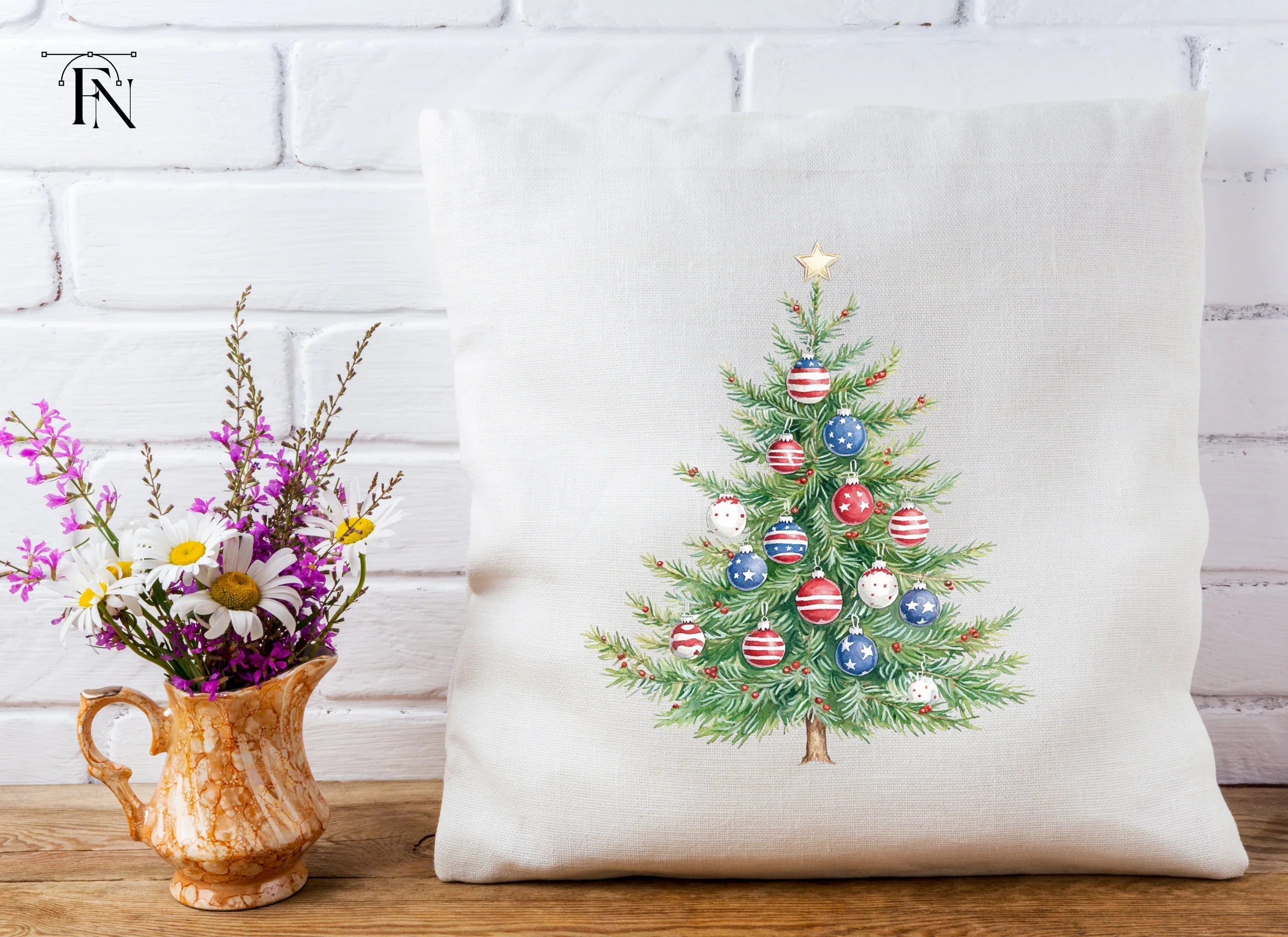 Patriotic Christmas Tree Clipart Bundle