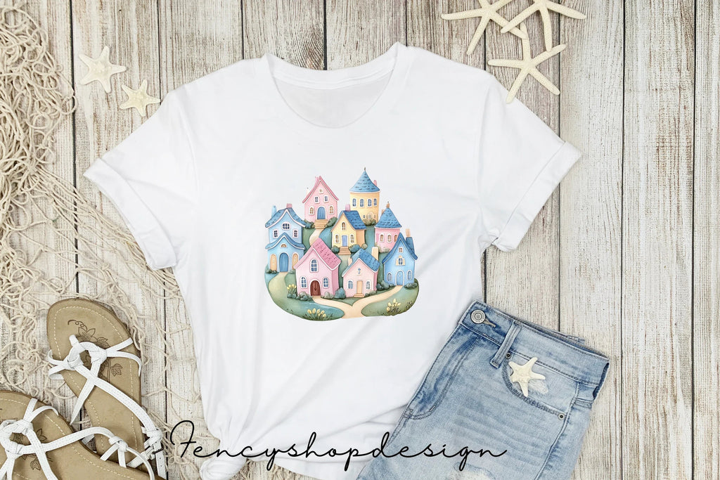 Pastel Houses Village Clipart Bundle