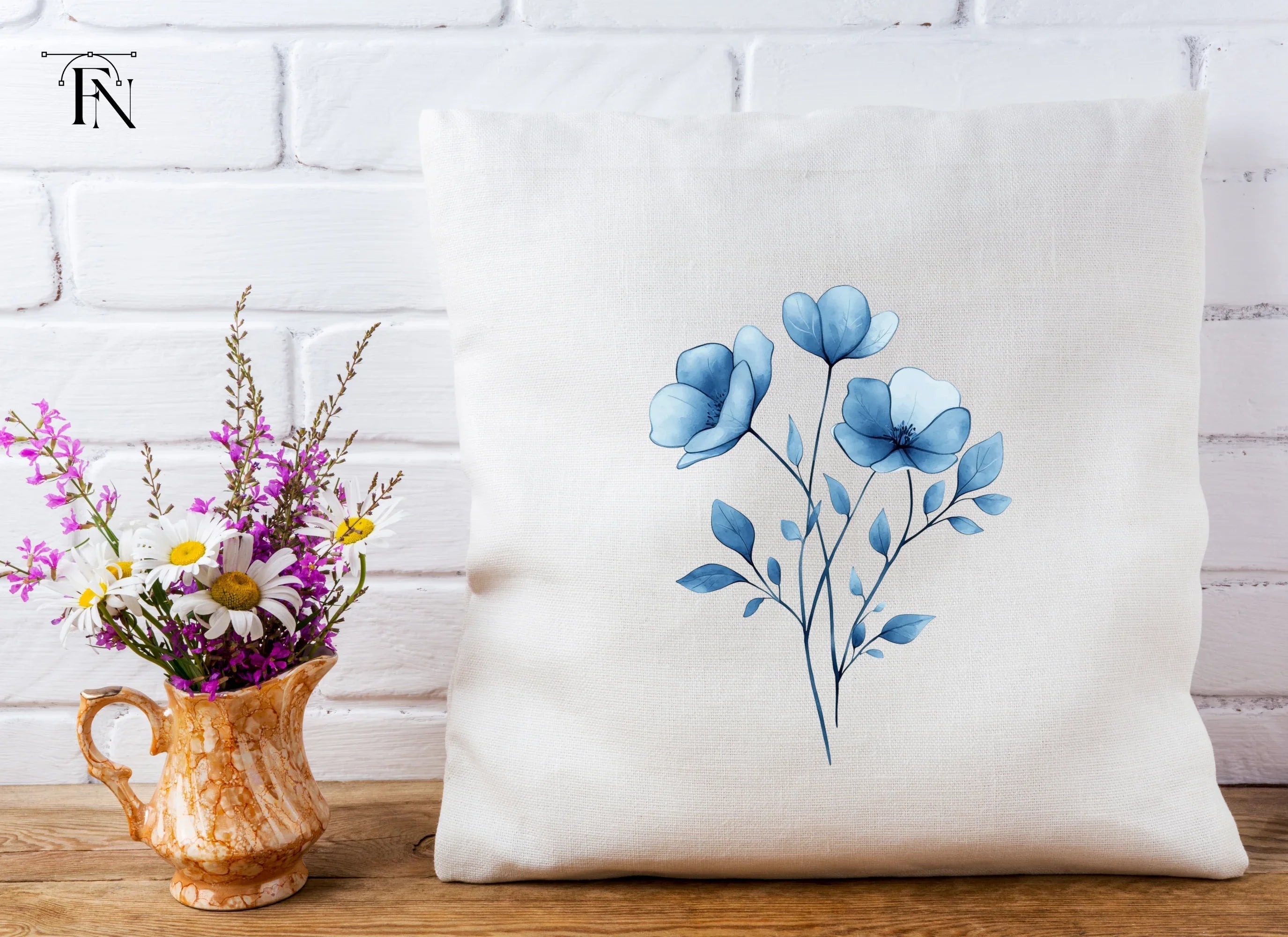 Elegant Blue Flowers Clipart Bundle