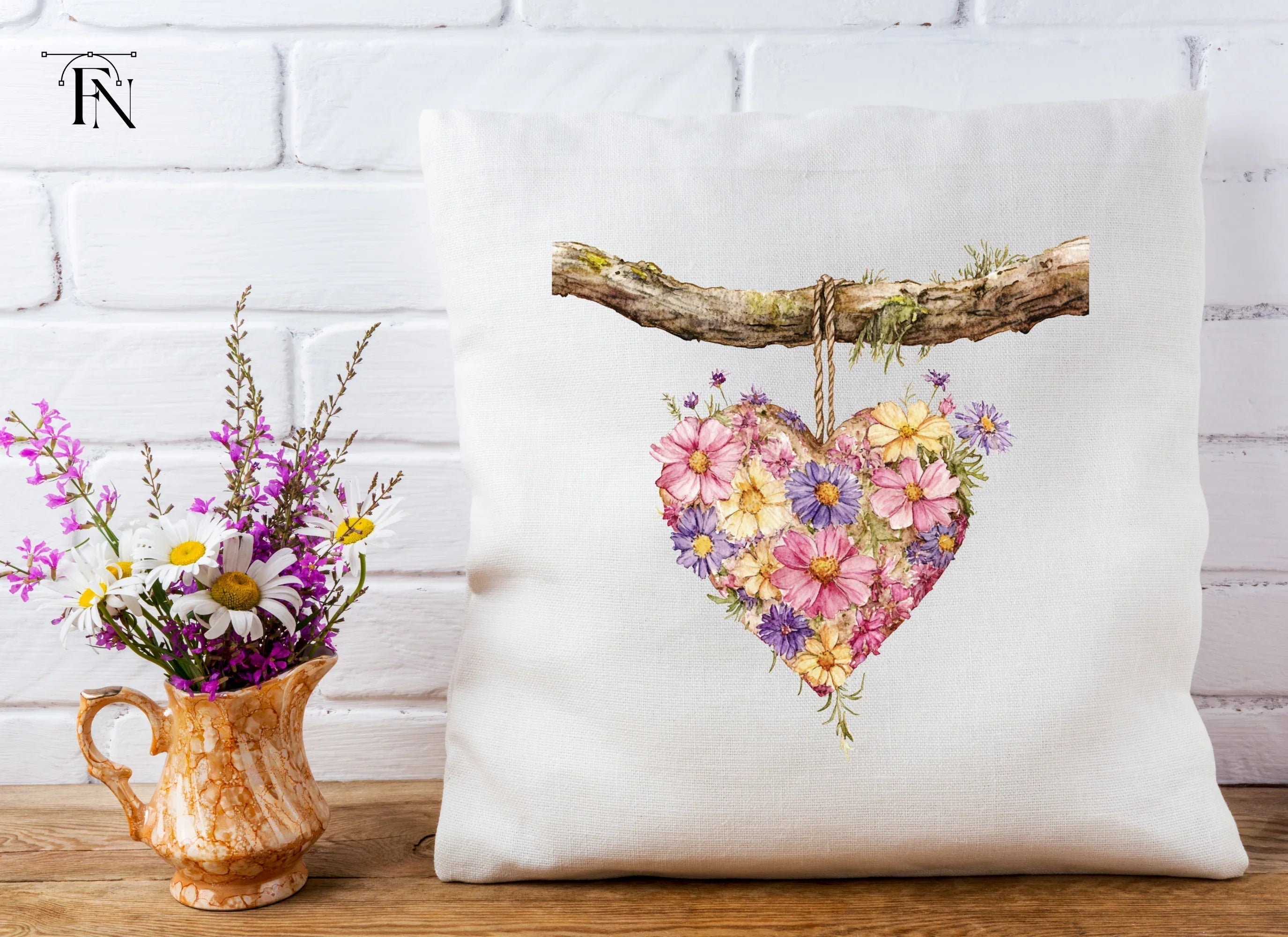 Floral Heart Hanging Sign Clipart Bundle