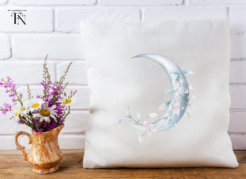 Whimsical Floral Moon Clipart Bundle