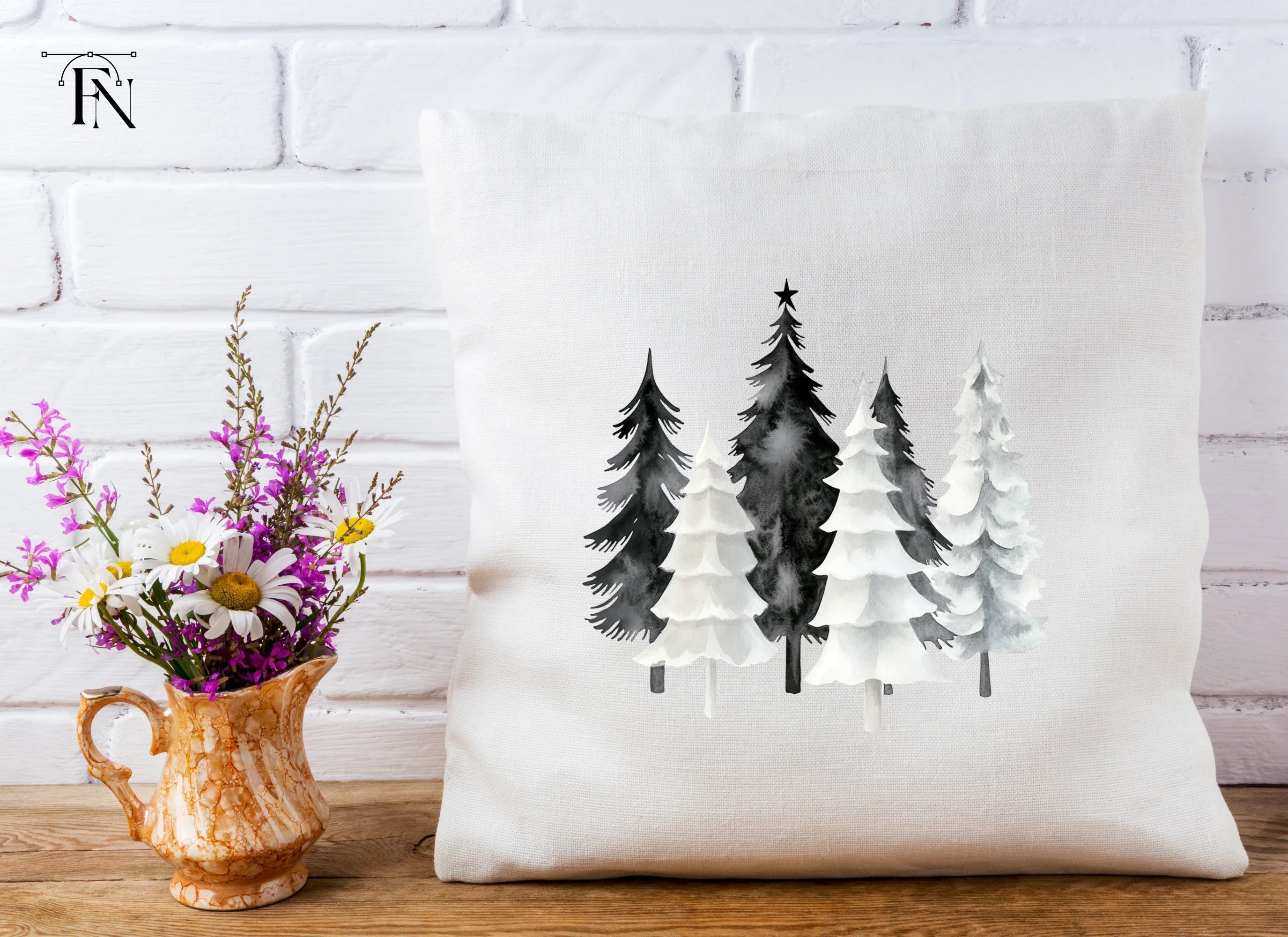 Monochrome Christmas Tree Clipart Bundle