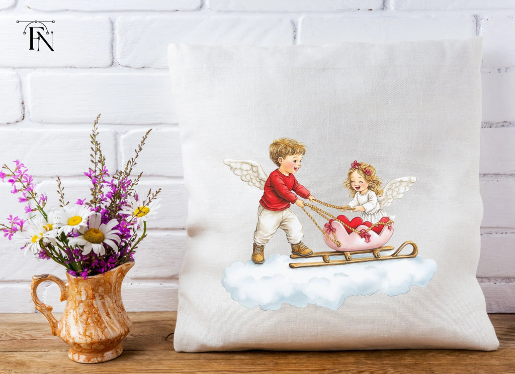 Cute Valentine Angels Sleigh Clipart Bundle