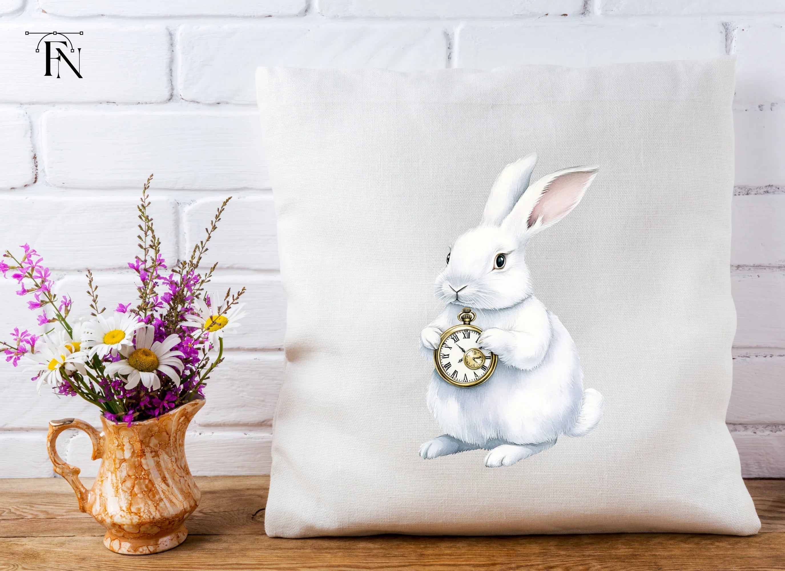 White Rabbit with Pocket Watch Clipart Bundle