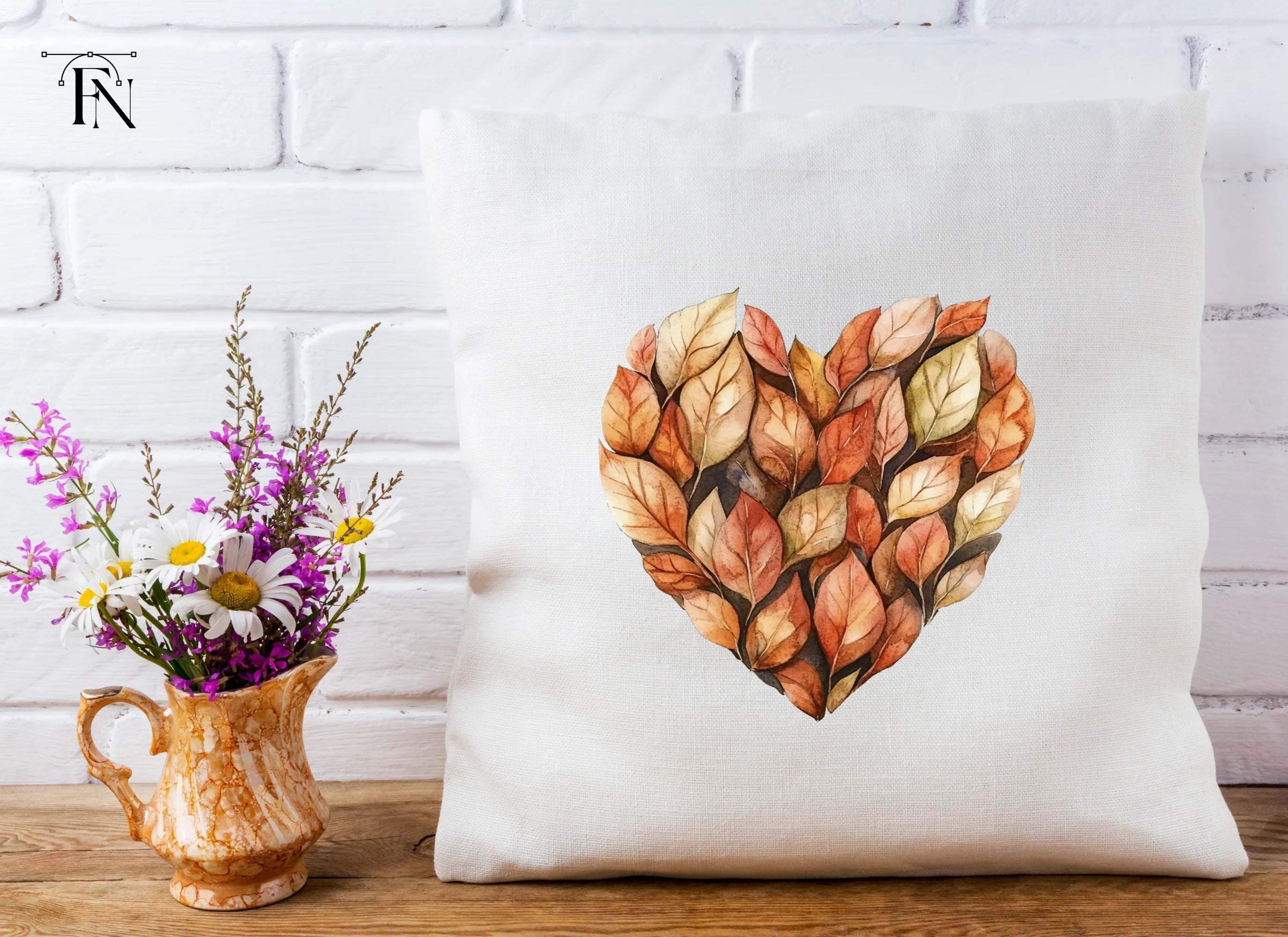 Autumn Leaves Heart Clipart Bundle