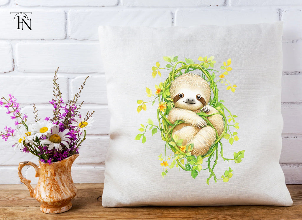 Baby Sloth in Vines Clipart Bundle