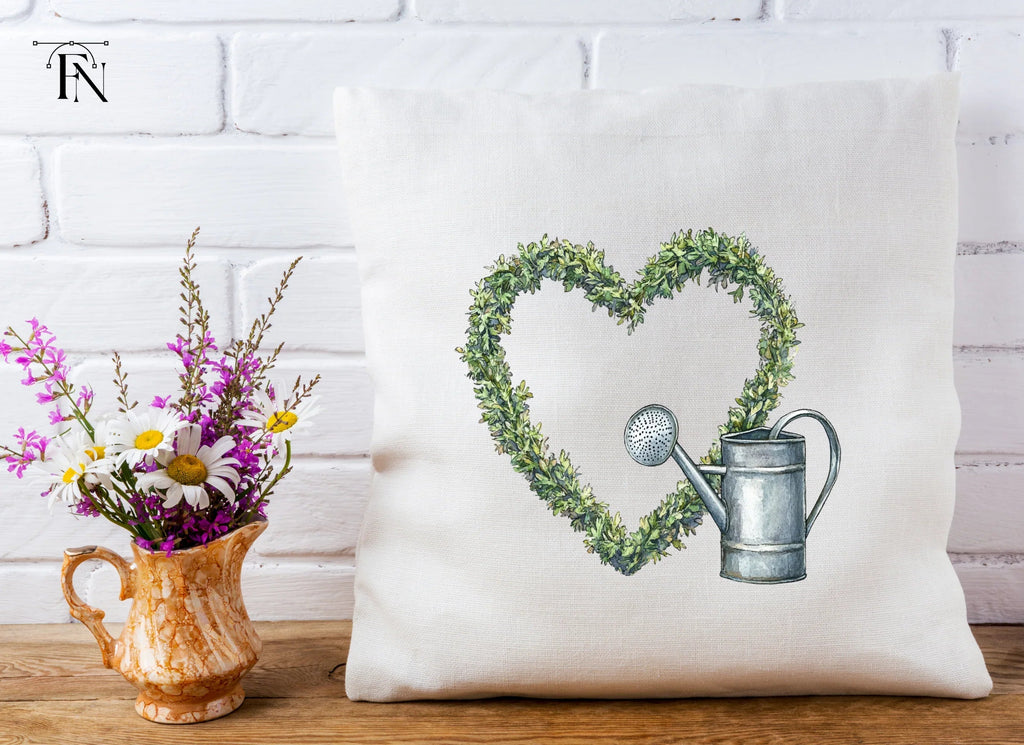 Greenery Heart Watering Can Clipart Bundle