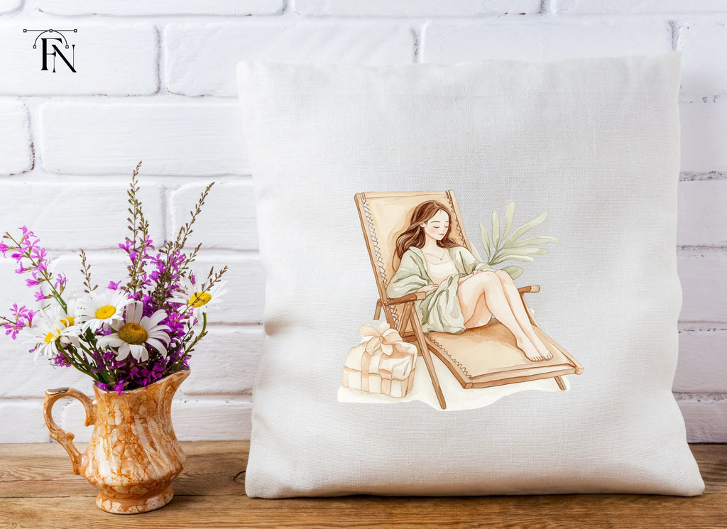 Relaxing Woman on Beach Chair Clipart Bundle