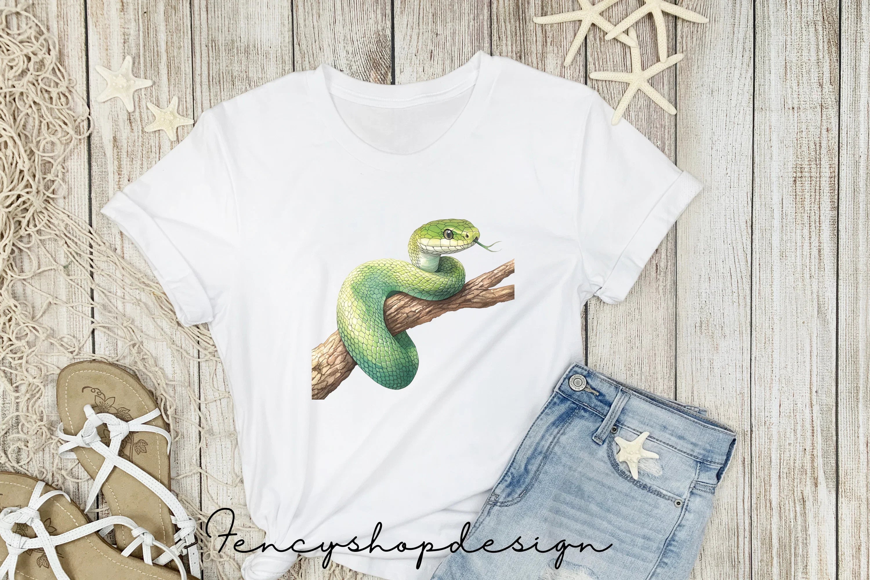 Realistic Green Snake Clipart Bundle