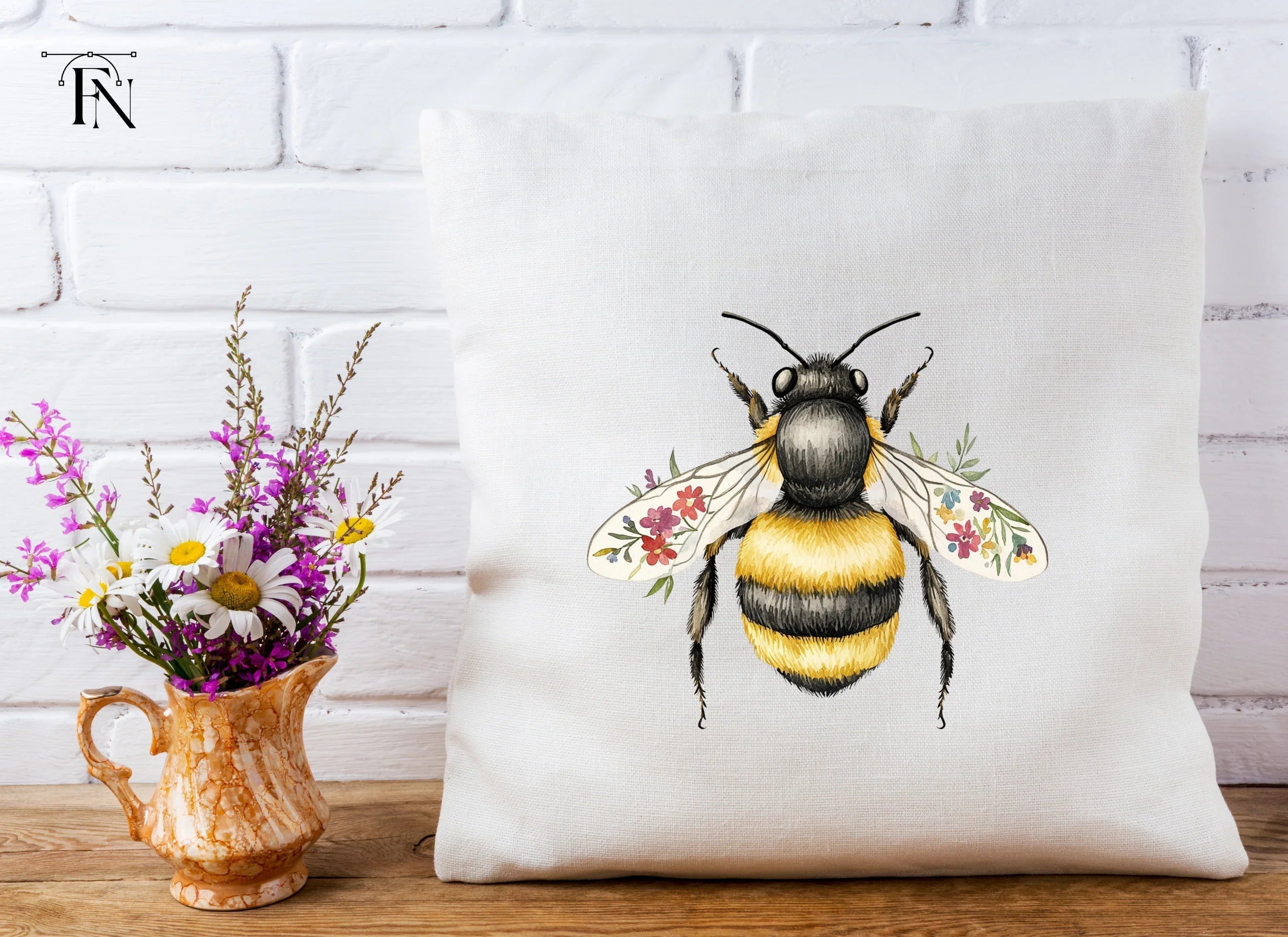 Bumblebee and Flowers Clipart Bundle