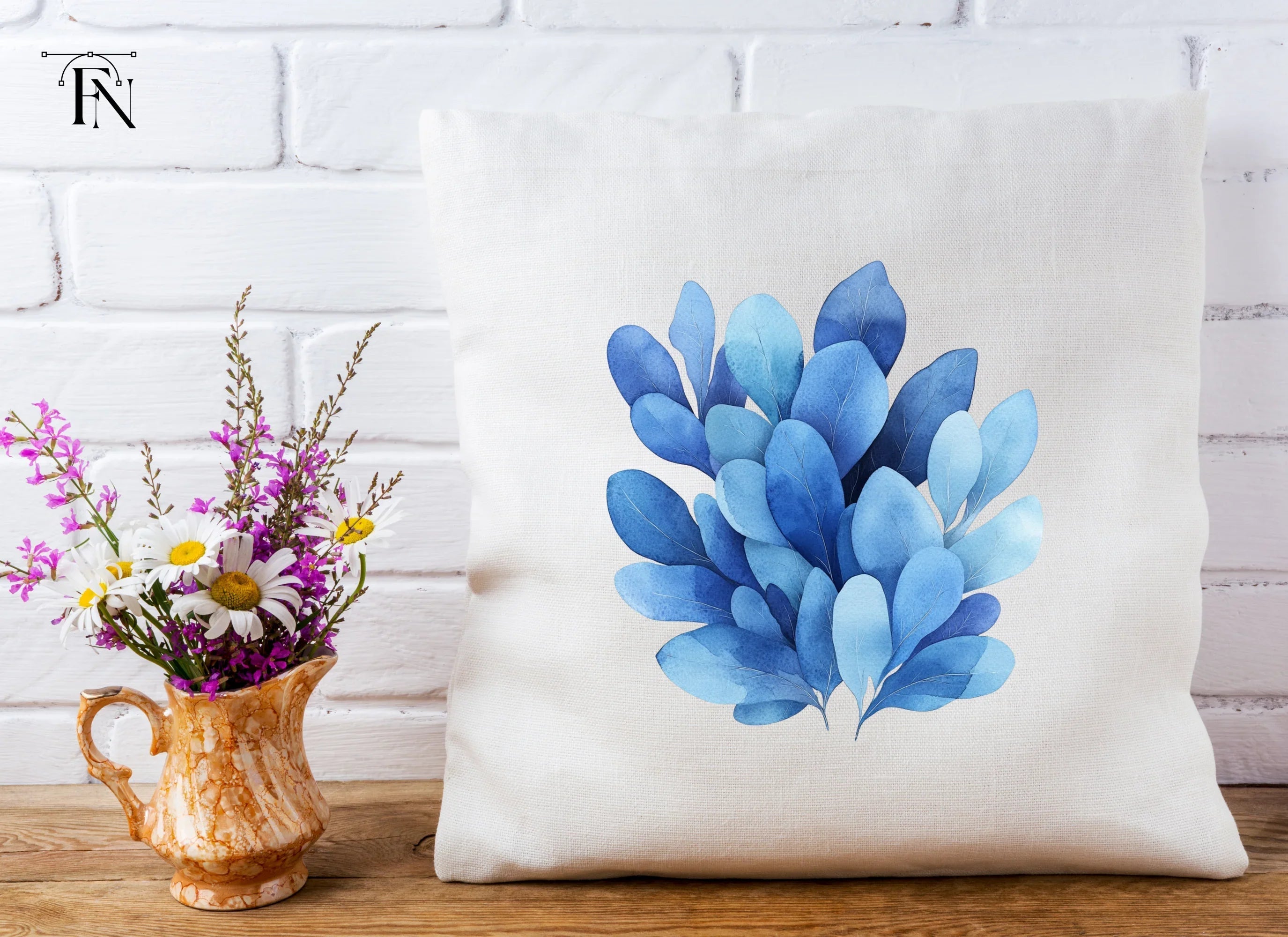 Blue Leaves Clipart Bundle