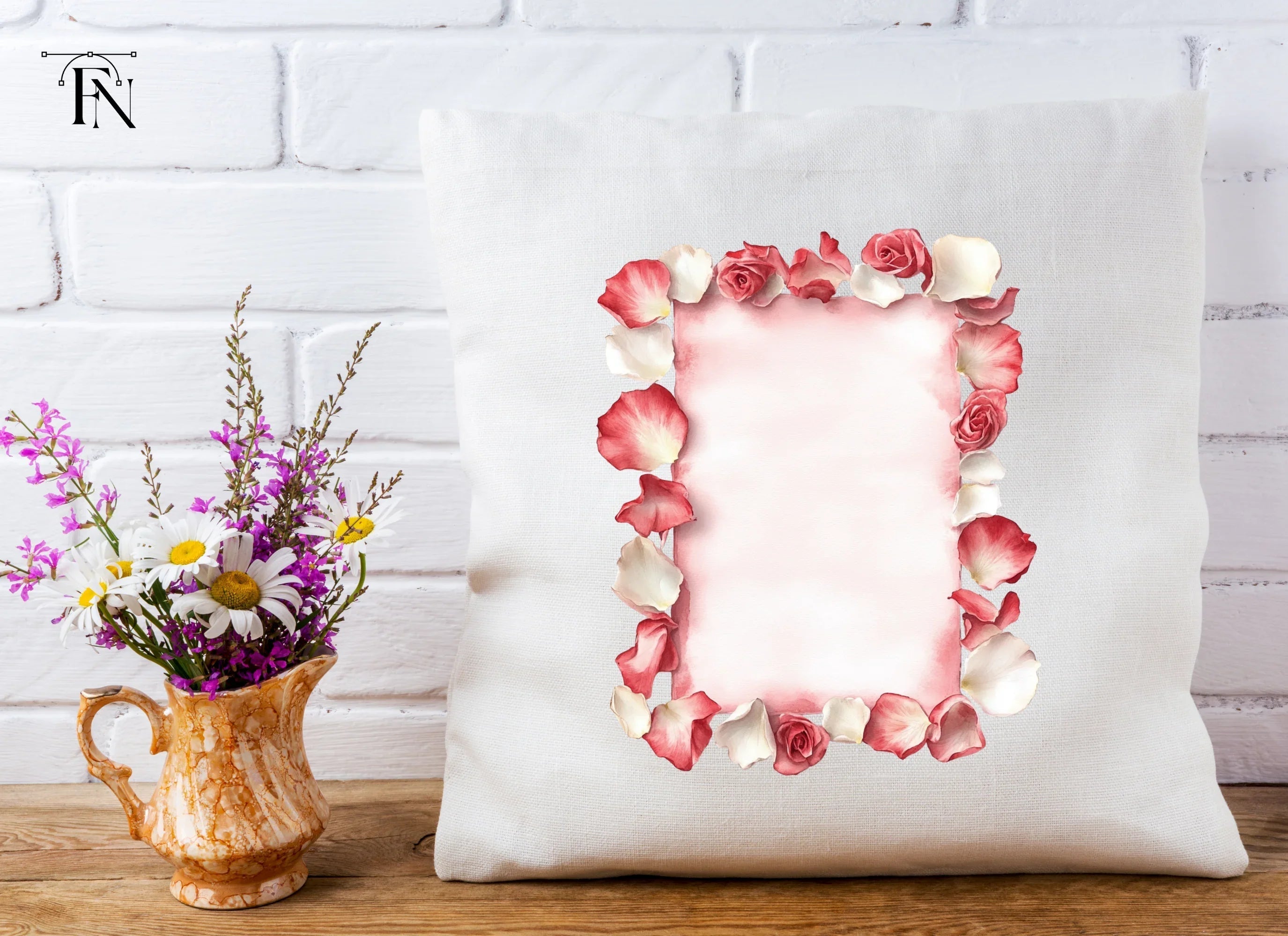 Rose Petal and Bud Frames Clipart Bundle