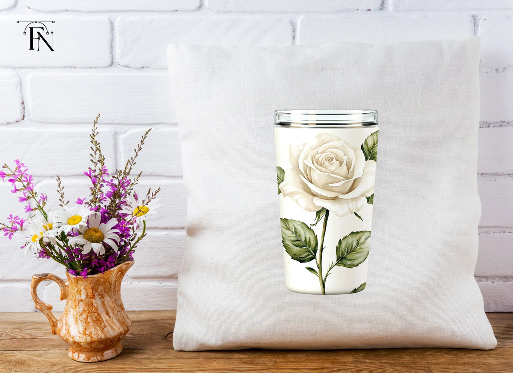 White Rose Tumbler Clipart Bundle