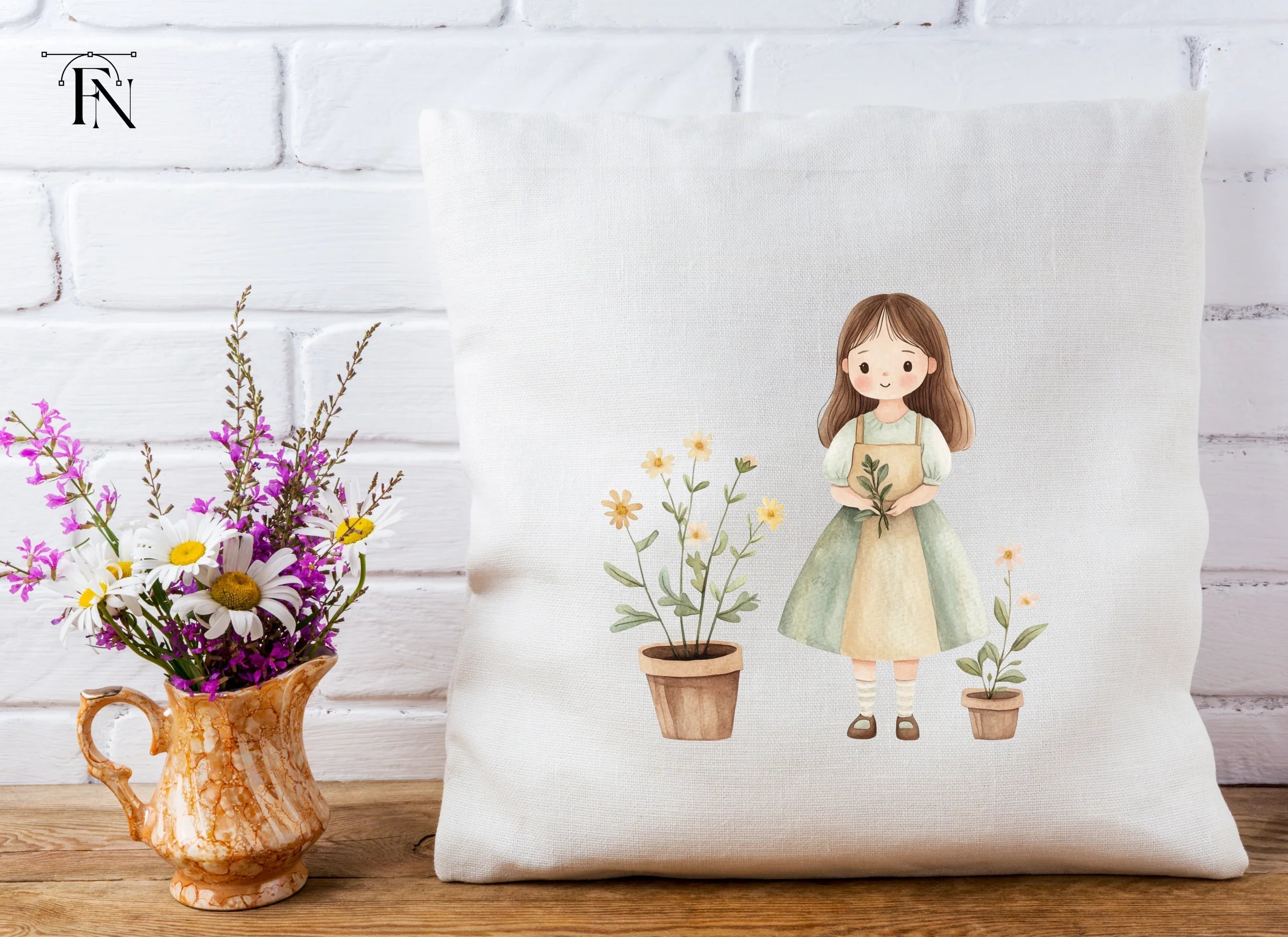 Girls with Plants Clipart Bundle