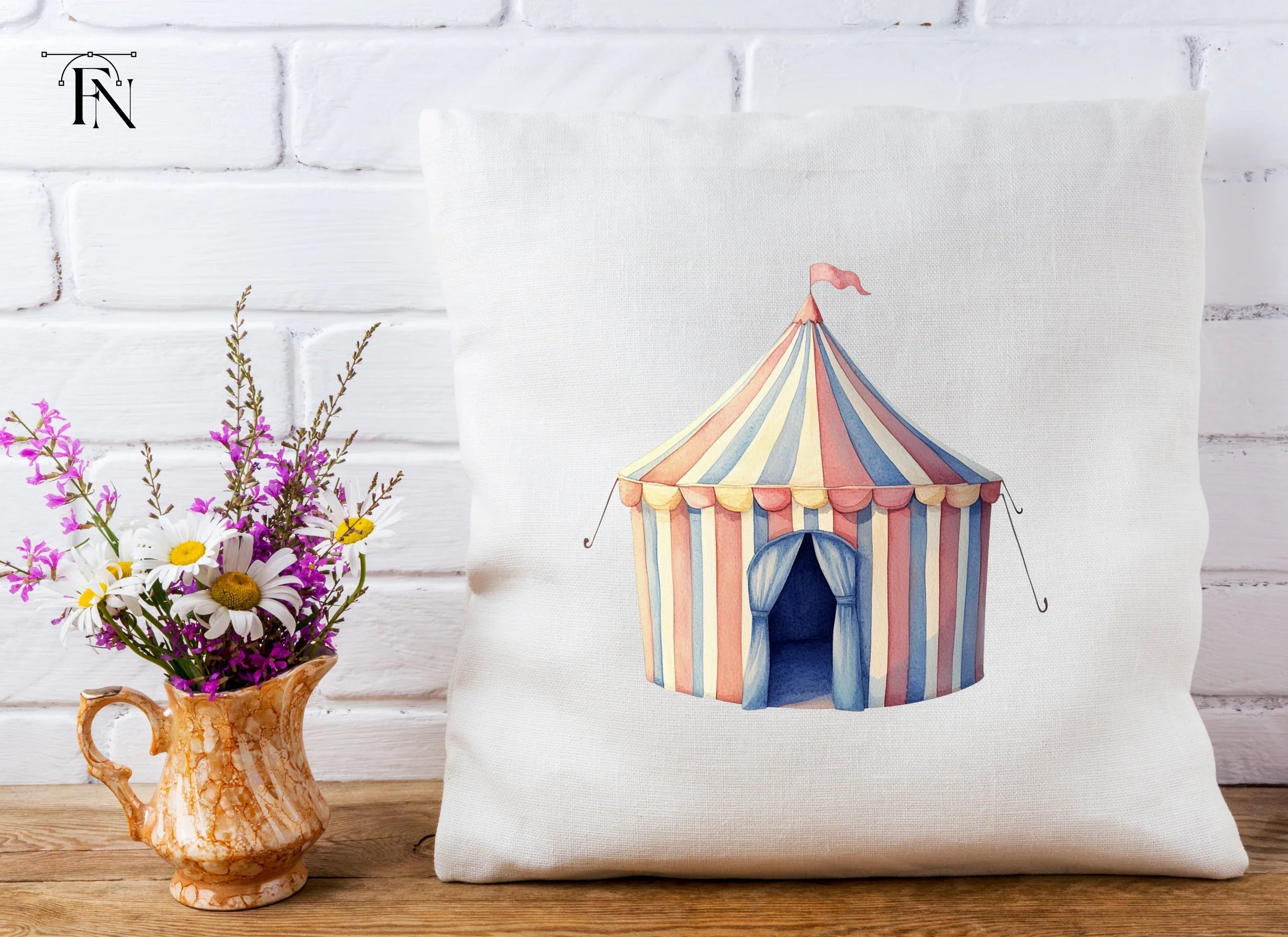Pastel Circus Tent Clipart Bundle