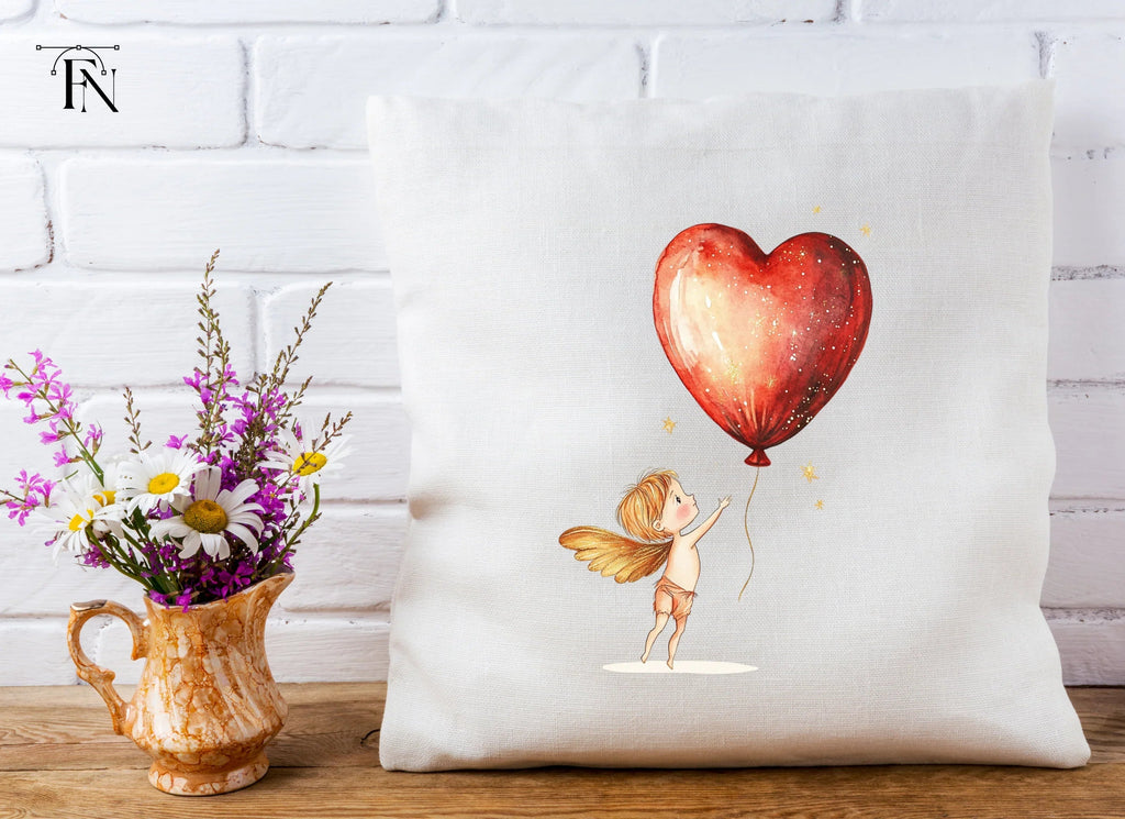 Flying Cupid Heart Balloon Clipart Bundle