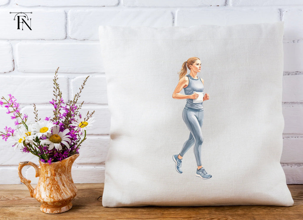 Fitness Woman Jogging Clipart Bundle