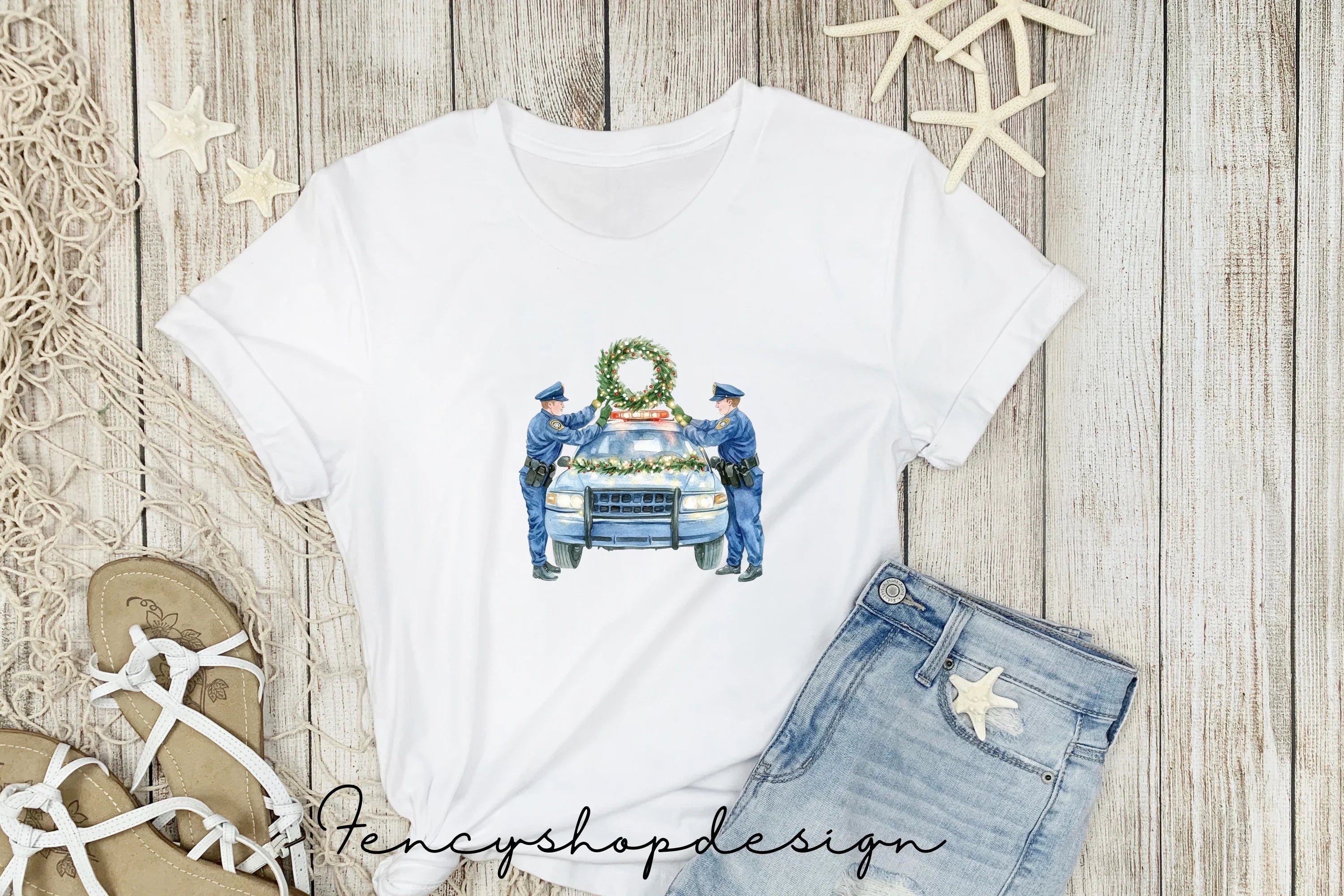 Christmas Police Car and Santa Clipart Bundle