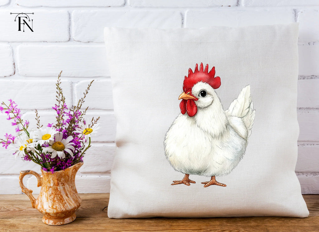 Cute White Rooster Clipart Bundle