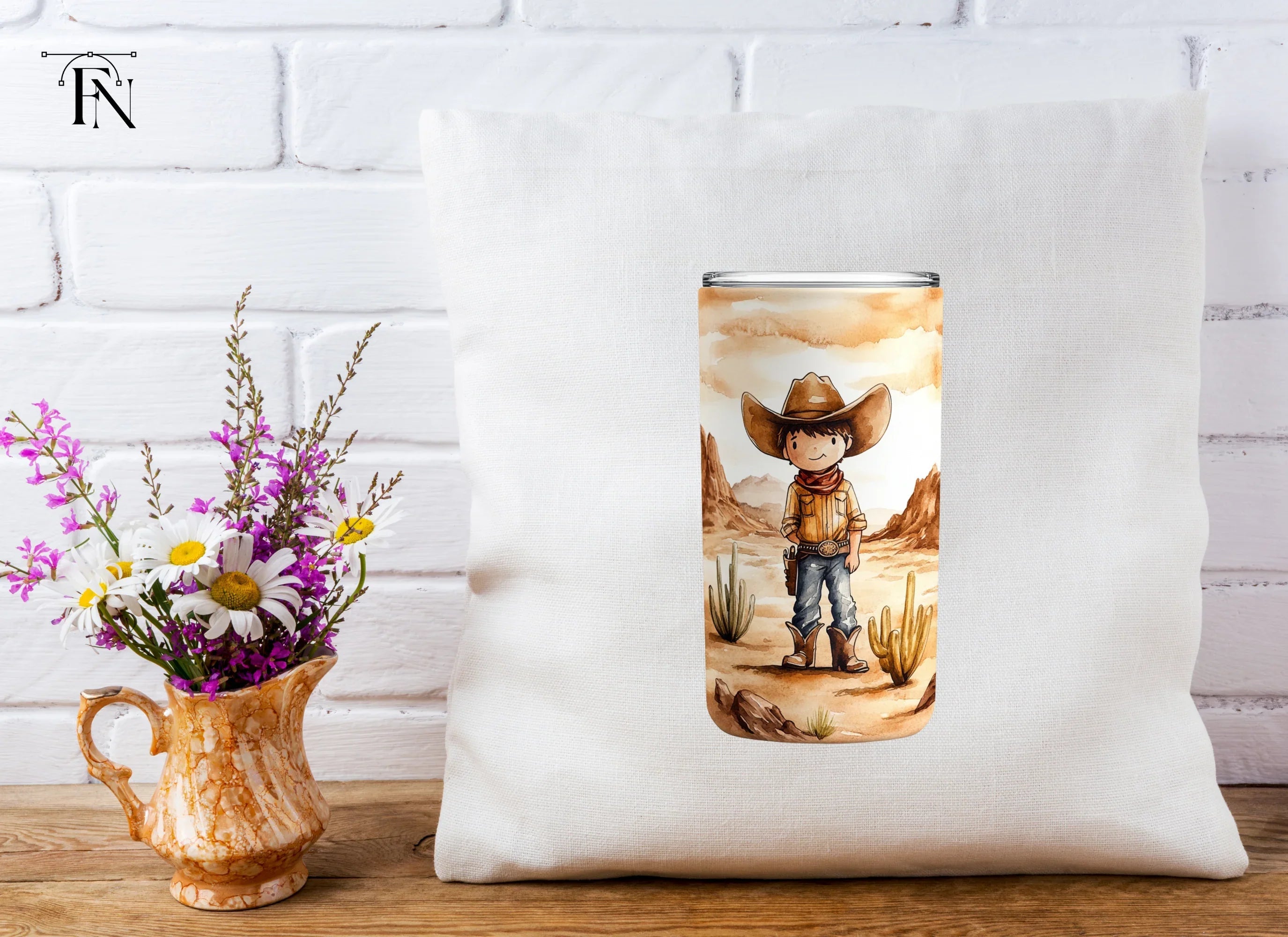 Cute Cowboy Tumbler Clipart Bundle