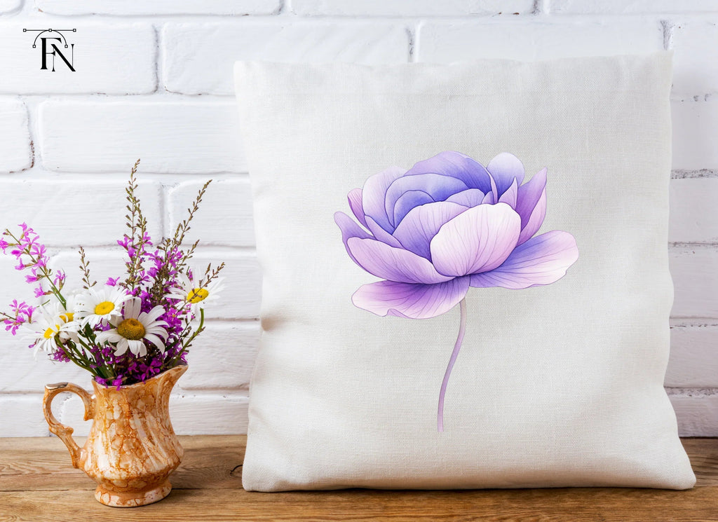 Elegant Purple Peony Flower Clipart Bundle