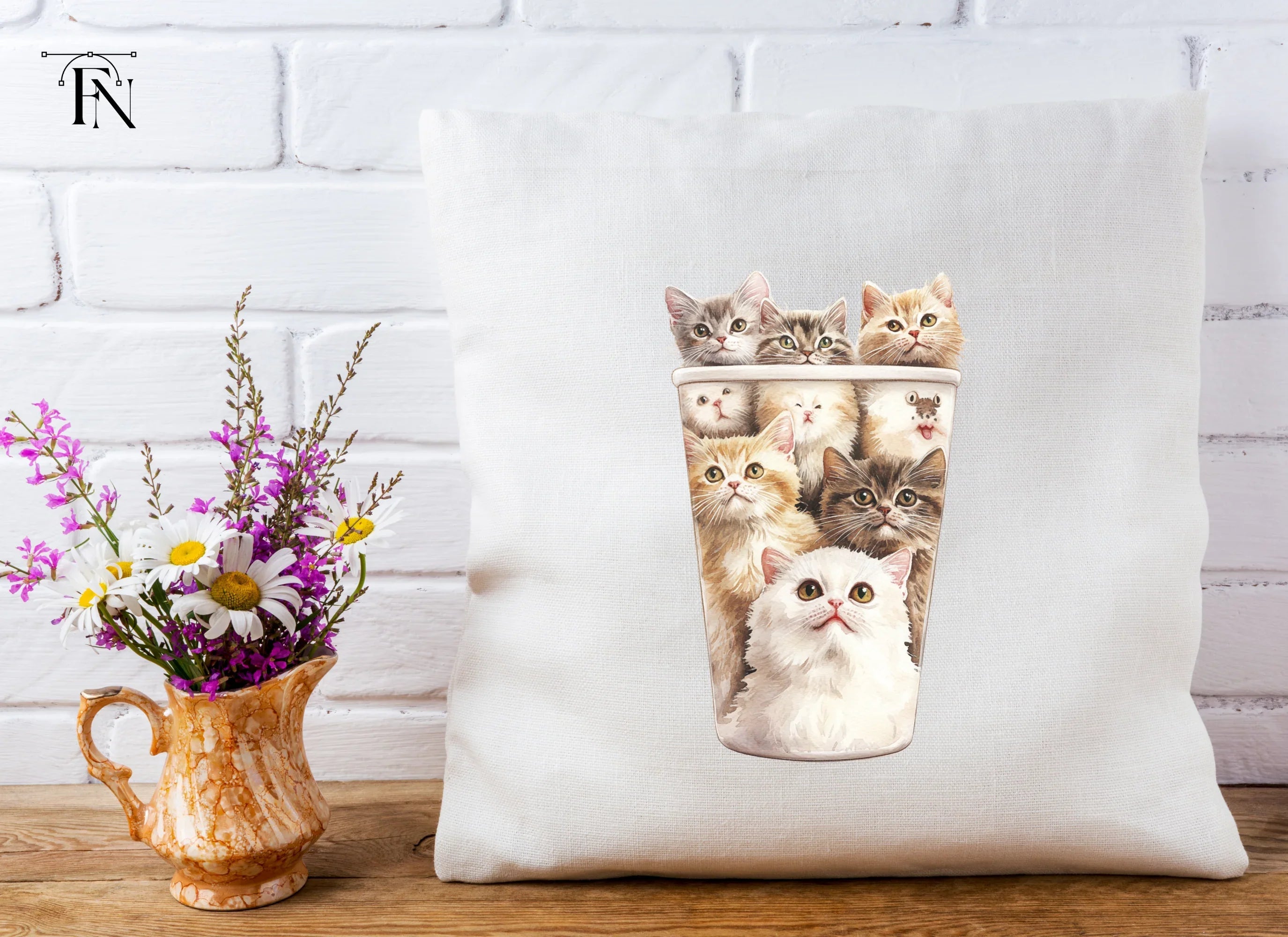 Kitten in Cup Clipart Bundle