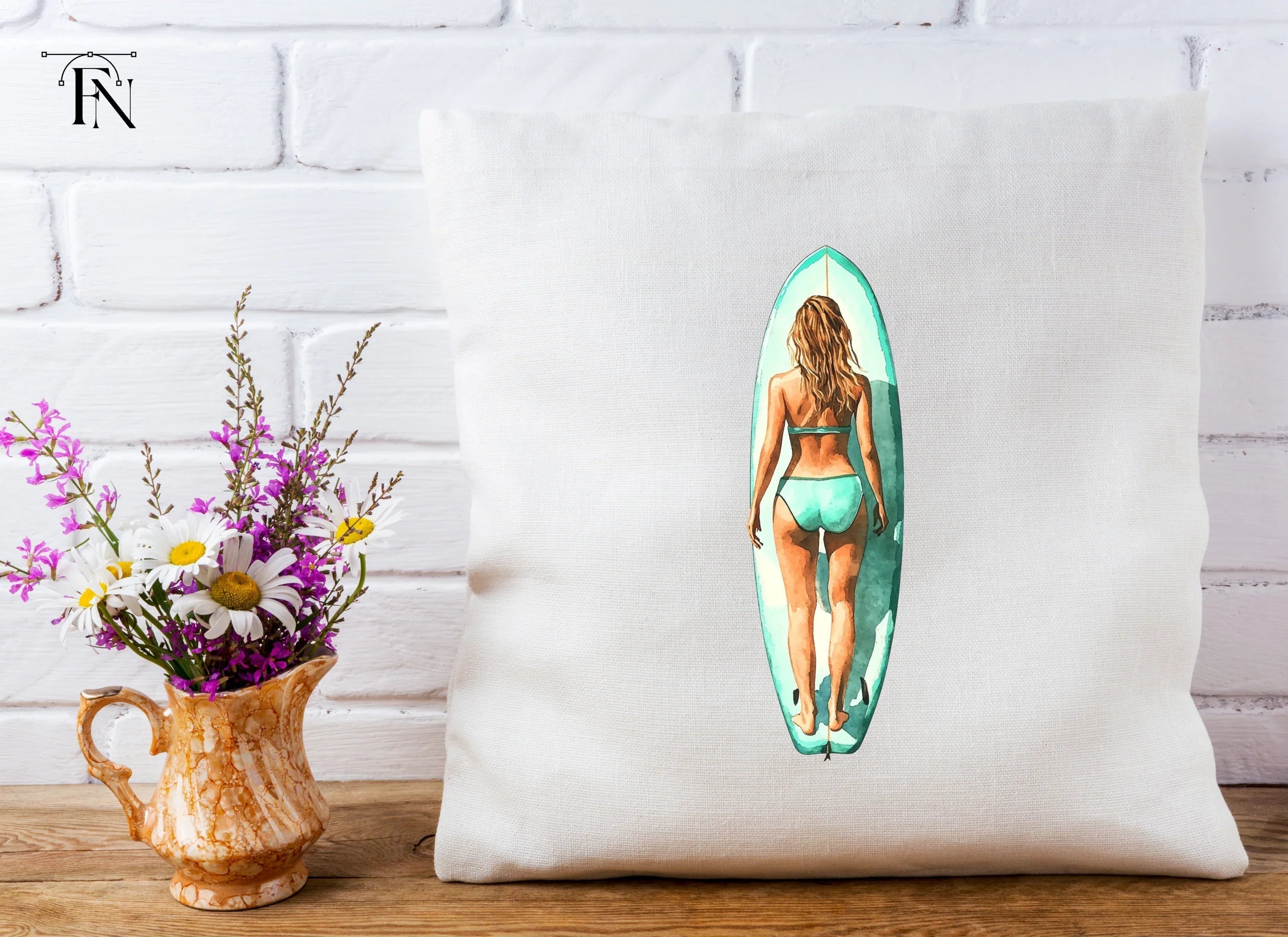 Female Surfer on Board Clipart Bundle