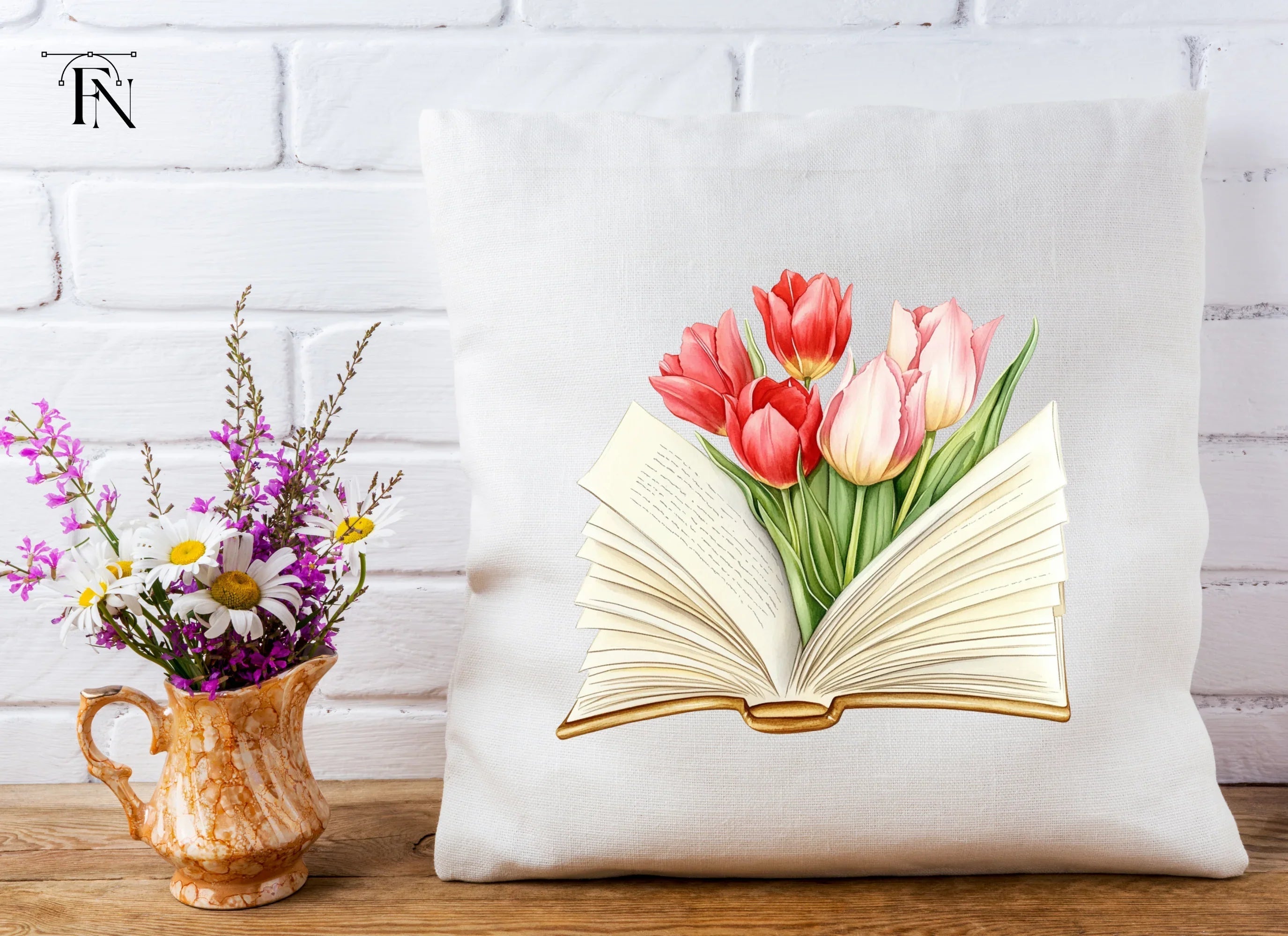 Tulip Bouquet in Open Book Clipart Bundle