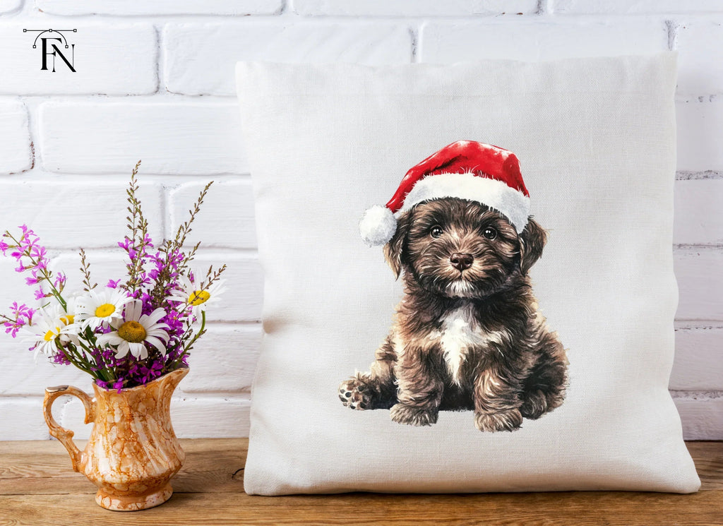 Cute Christmas Puppies with Santa Hats Clipart Bundle