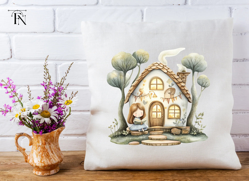 Cozy Cottage Girl Reading Clipart Bundle