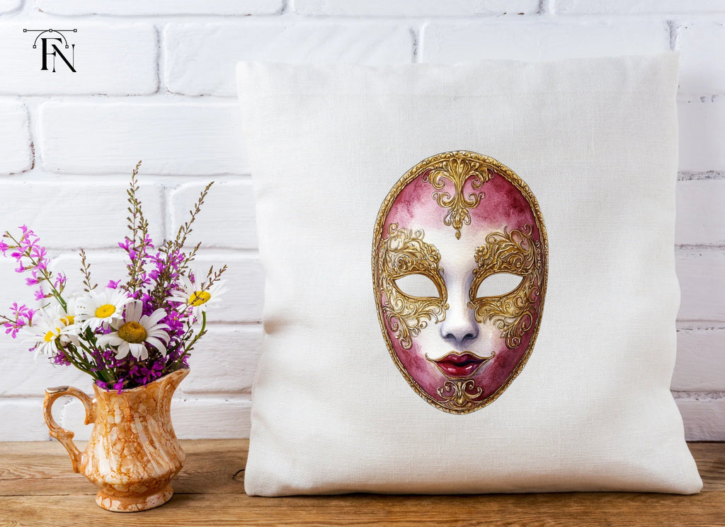 Regal Red Gold Masquerade Mask Clipart Bundle