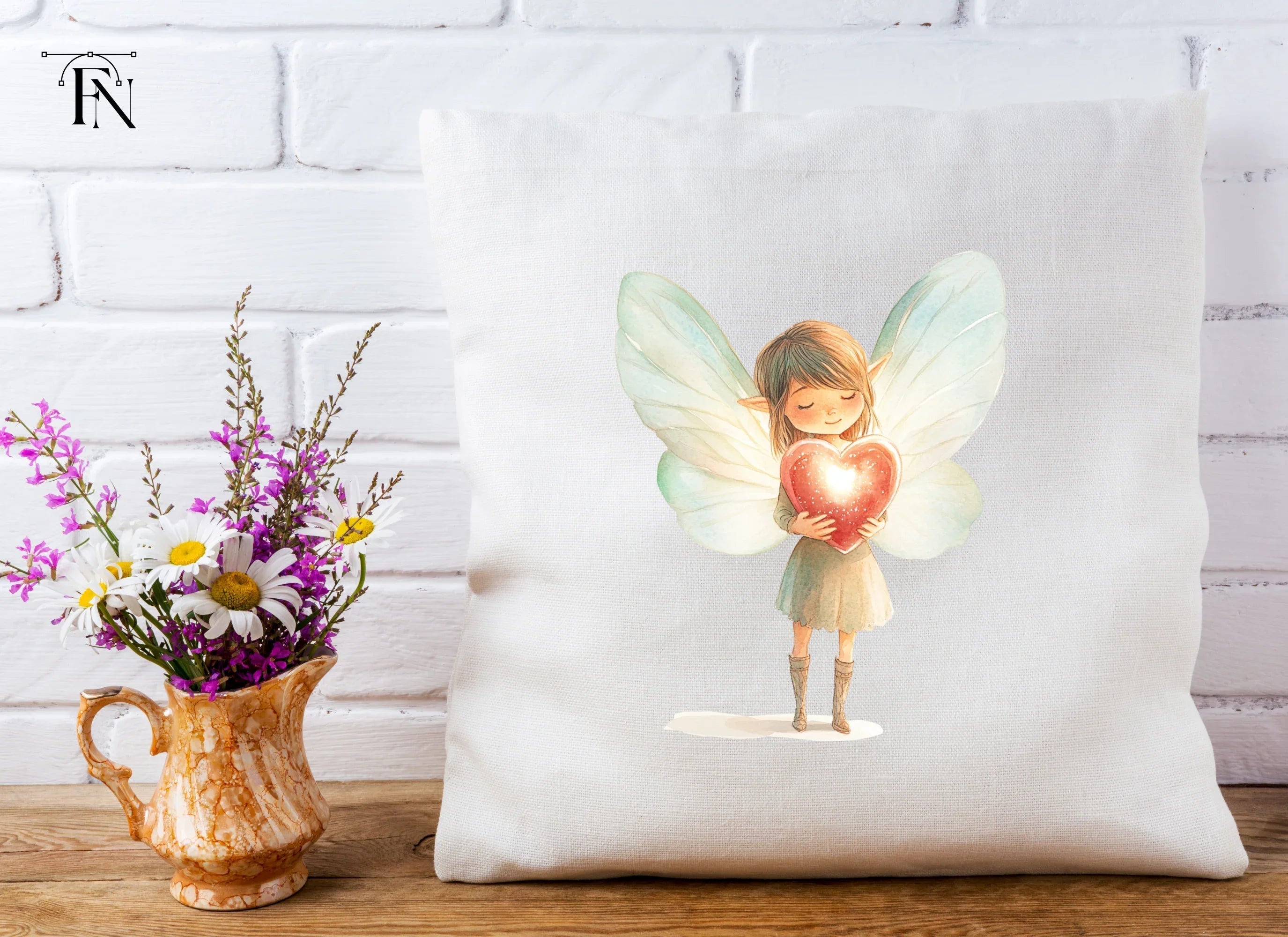 Cute Fairies with Glowing Hearts Clipart Bundle