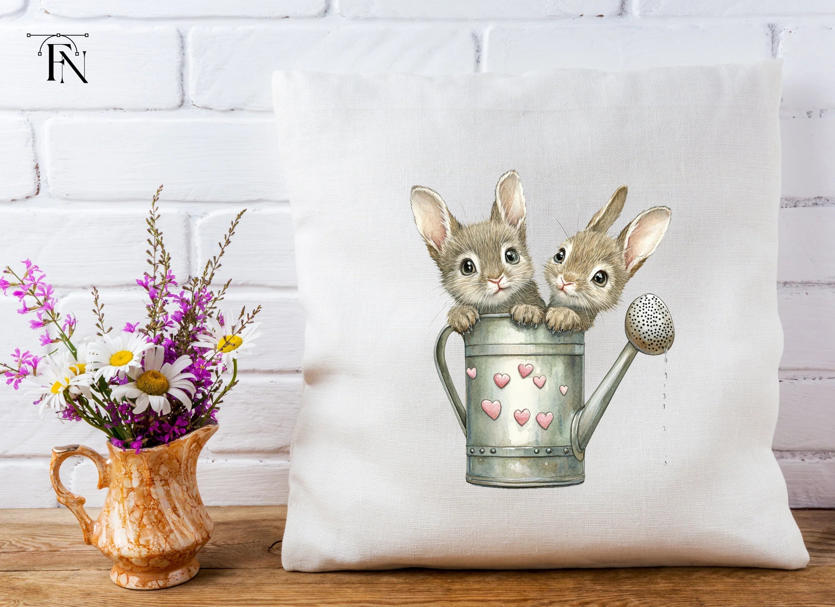 Cute Animals in Watering Cans Clipart Bundle