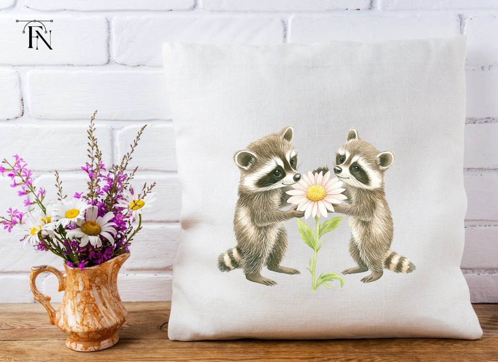 Cute Raccoons with Daisy Clipart Bundle