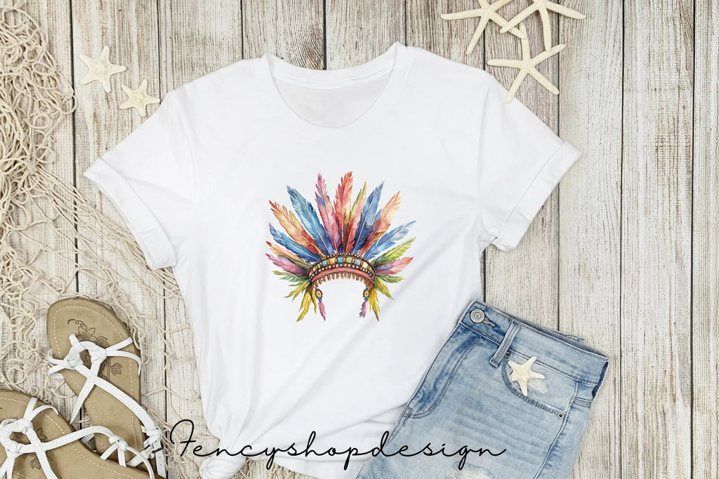 Boho Feather Headdress Clipart Bundle