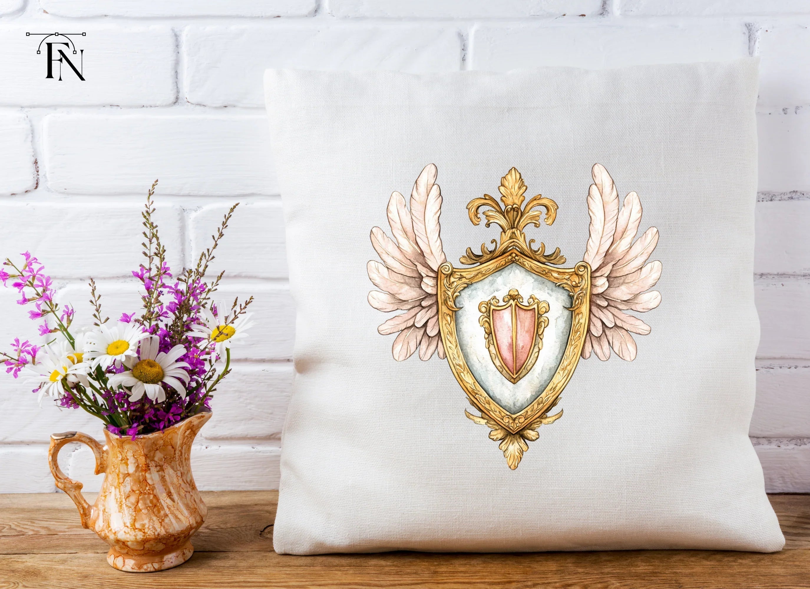 Elegant Winged Shields Clipart Bundle