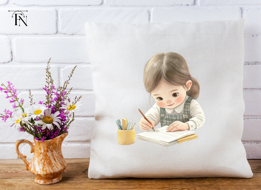 Cute Girls Studying Clipart Bundle