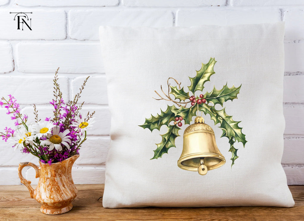 Christmas Holly and Golden Bells Clipart Bundle