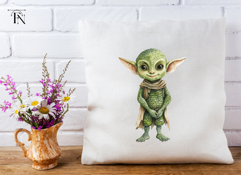 Cute Green Alien Creature Clipart Bundle