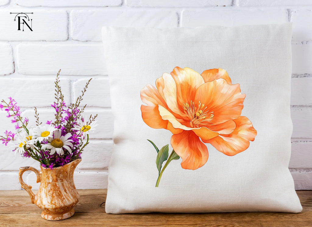 Vibrant Orange Flower Clipart Bundle