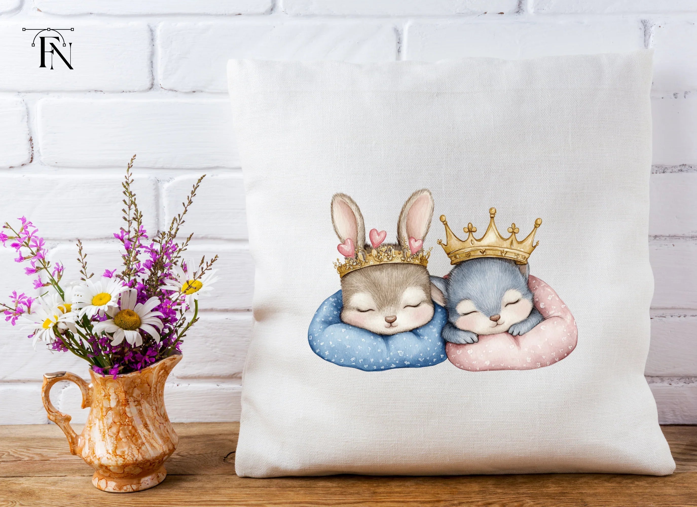 Sleeping Baby Animal Prince Princess Clipart Bundle