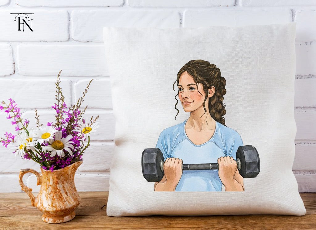 Smiling Woman with Dumbbell Clipart Bundle