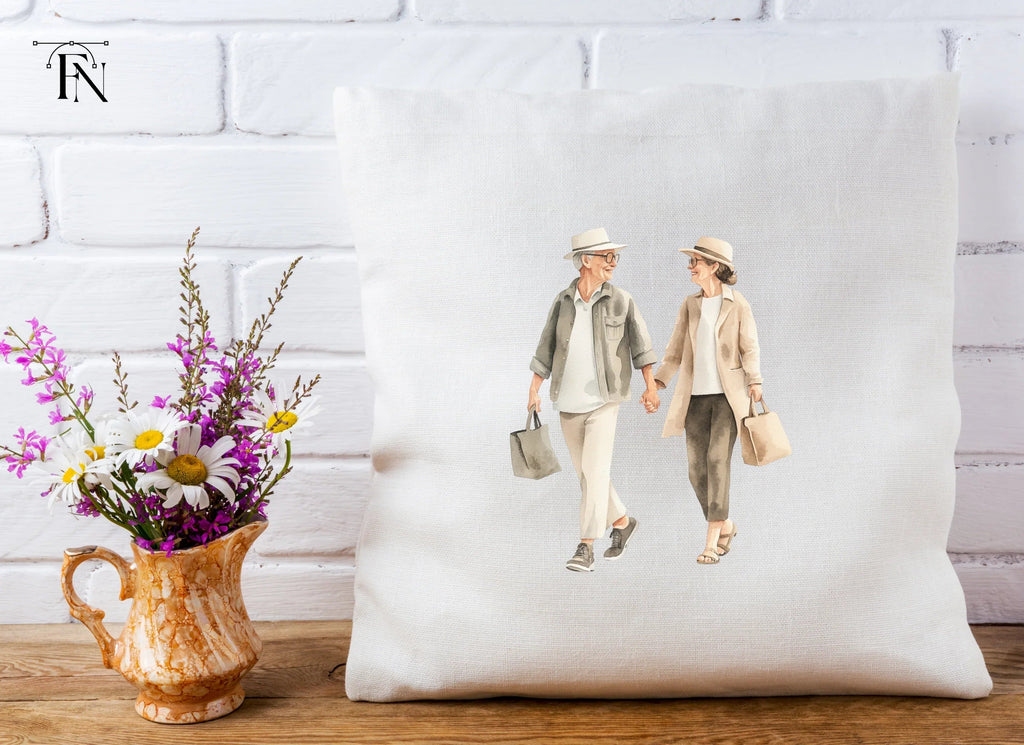 Elderly Couple Shopping Clipart Bundle