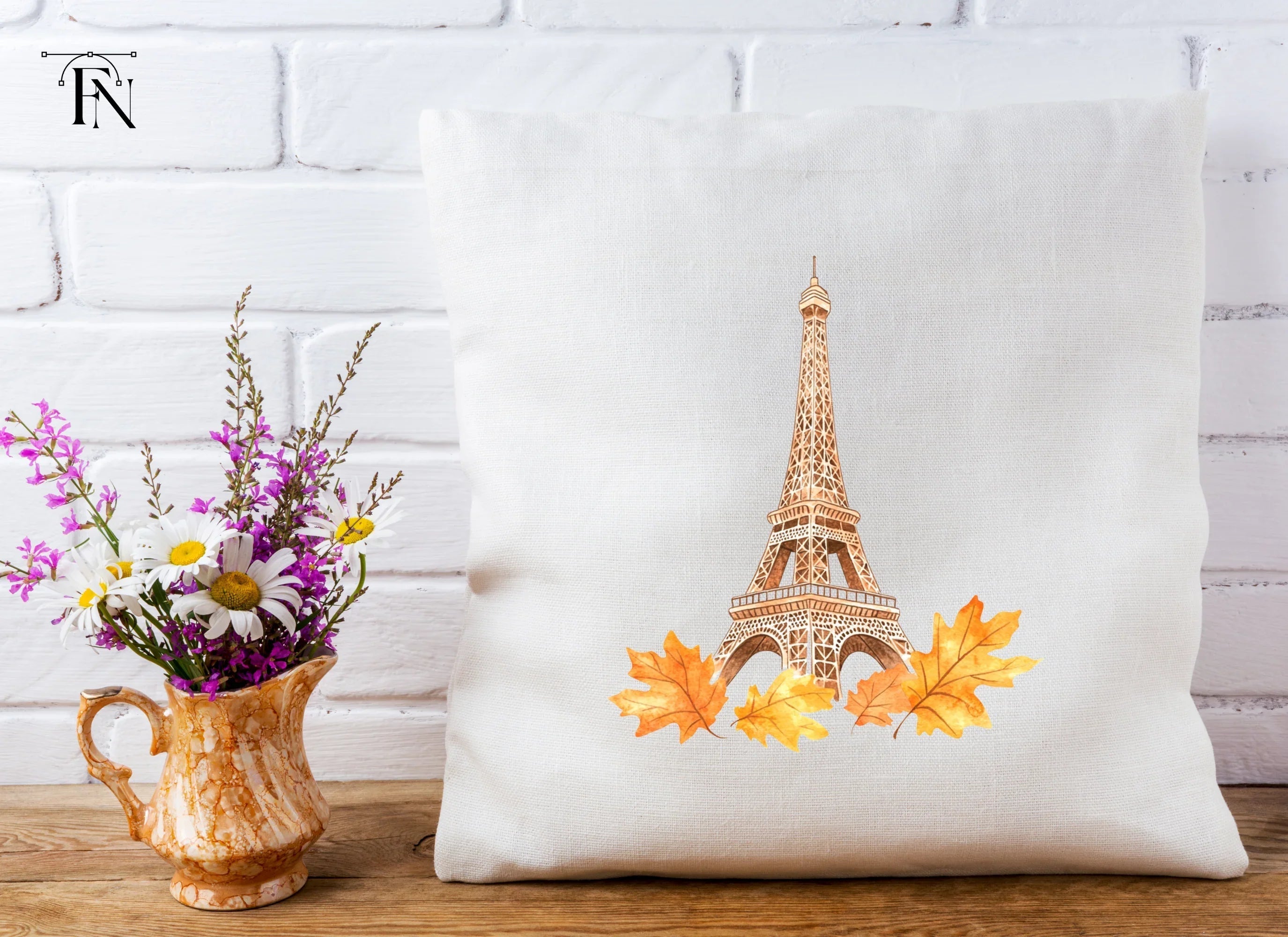 Eiffel Tower Autumn Leaves Clipart Bundle