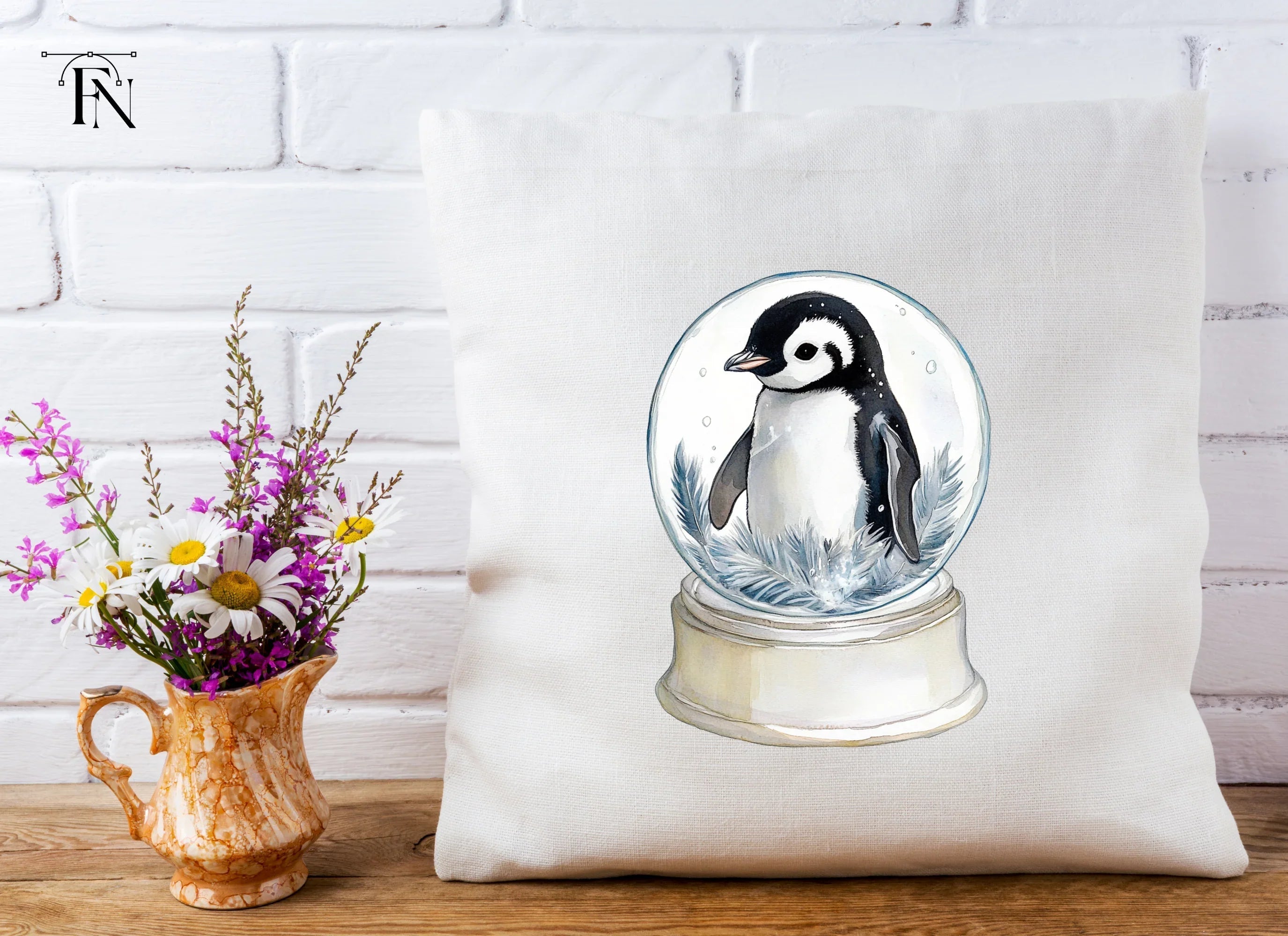 Cute Penguin Snow Globe Clipart Bundle