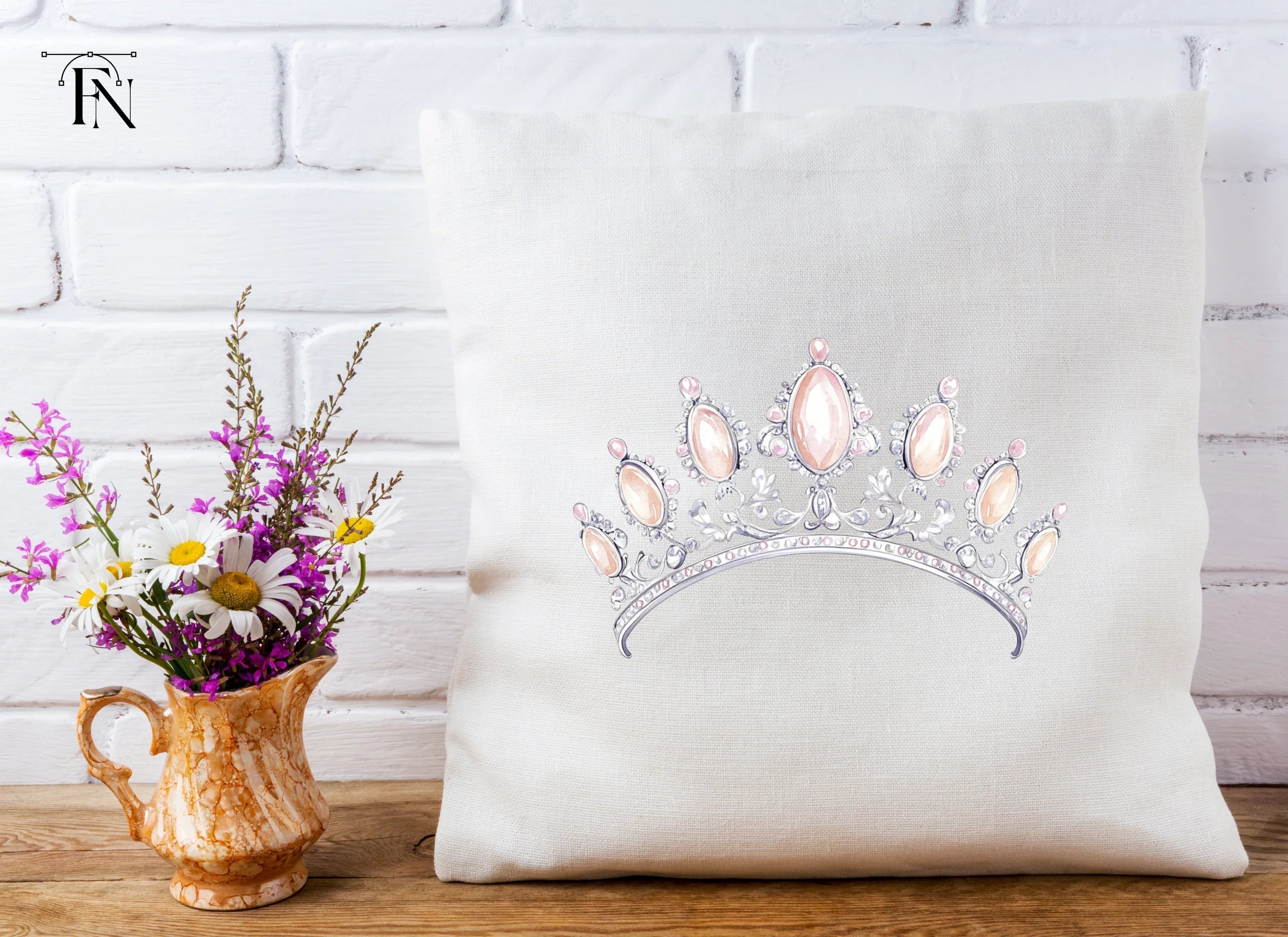Elegant Silver and Pink Tiara Clipart Bundle