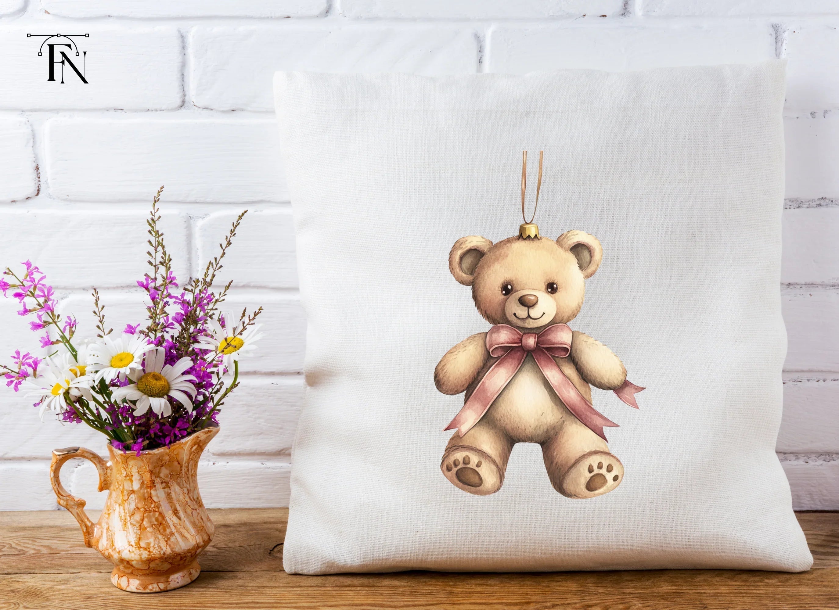 Festive Teddy Bear Ornament Clipart Bundle
