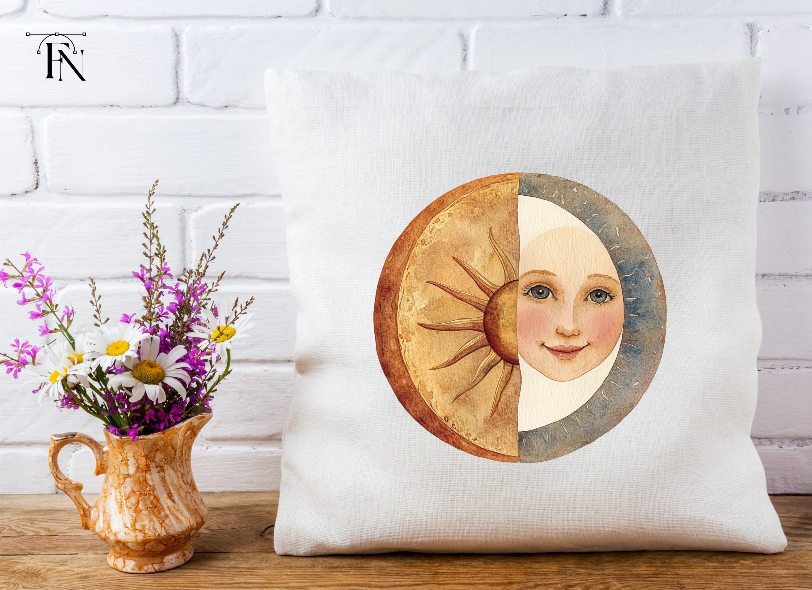 Celestial Sun Moon Face Clipart Bundle