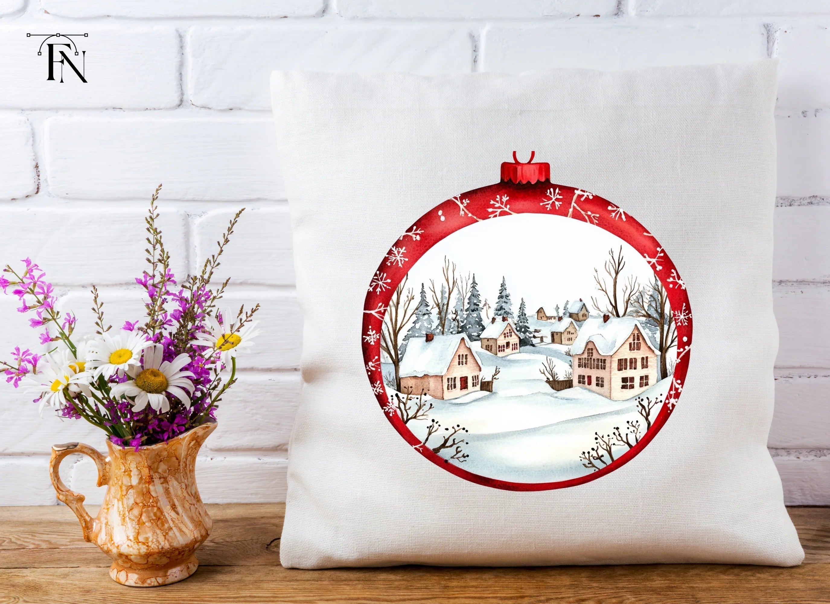 Winter Village Christmas Ornament Clipart Bundle