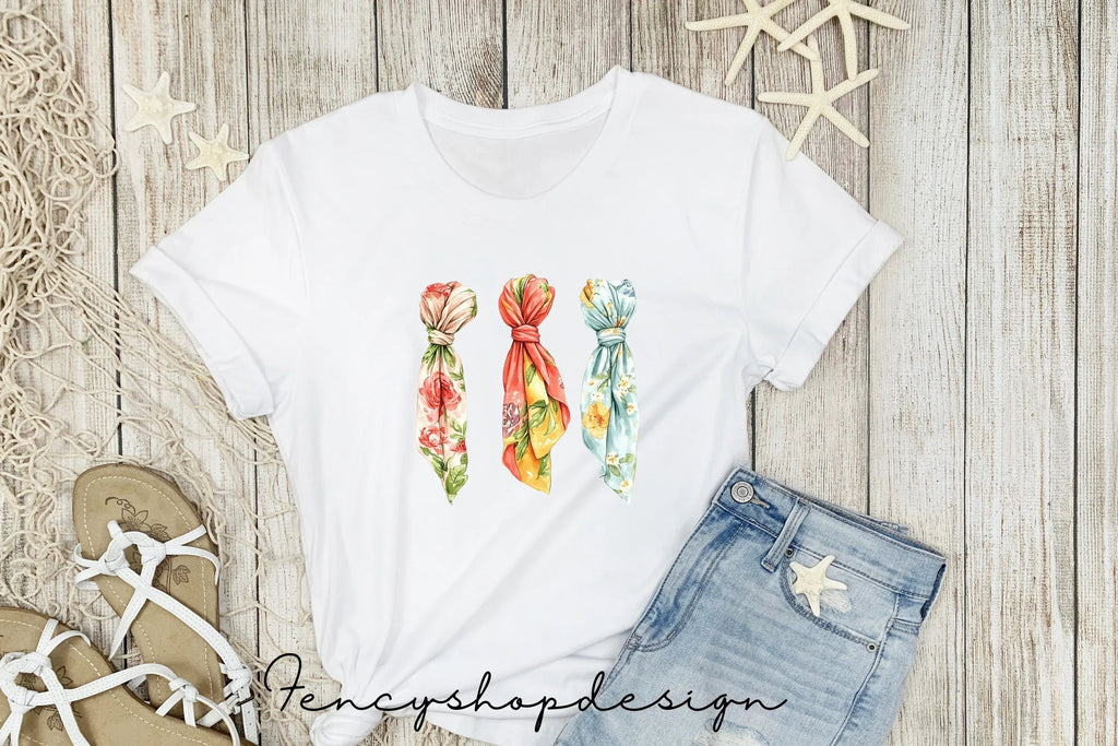 Floral Tied Scarves Clipart Bundle